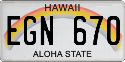 HI license plate EGN670