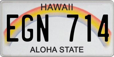 HI license plate EGN714