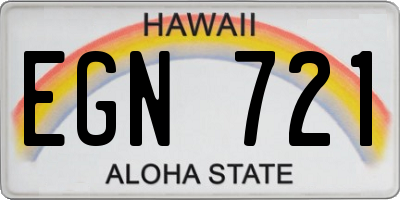 HI license plate EGN721