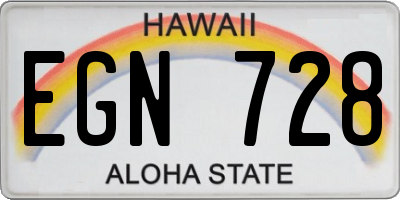 HI license plate EGN728