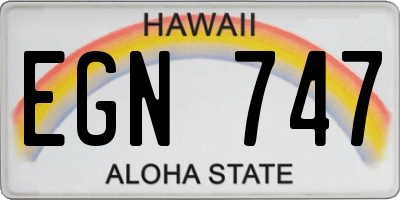 HI license plate EGN747