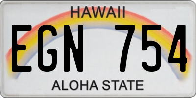 HI license plate EGN754