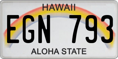 HI license plate EGN793