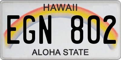 HI license plate EGN802
