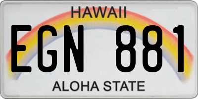 HI license plate EGN881