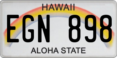 HI license plate EGN898