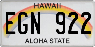 HI license plate EGN922