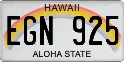 HI license plate EGN925