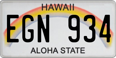 HI license plate EGN934