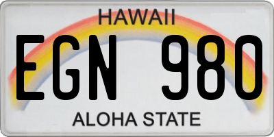HI license plate EGN980