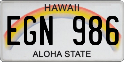 HI license plate EGN986