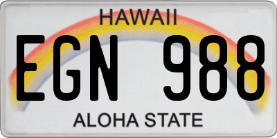 HI license plate EGN988