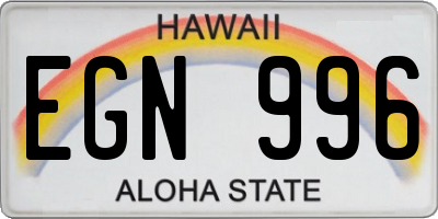 HI license plate EGN996
