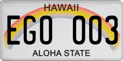 HI license plate EGO003