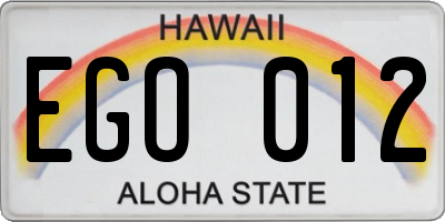 HI license plate EGO012