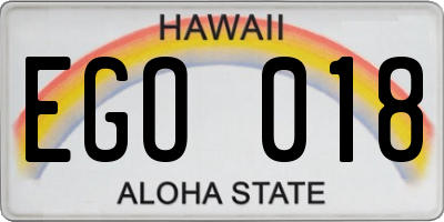 HI license plate EGO018