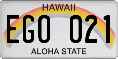 HI license plate EGO021
