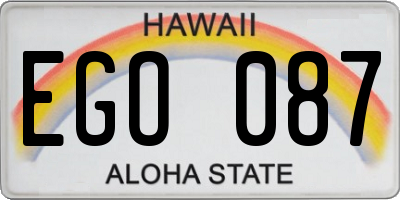 HI license plate EGO087