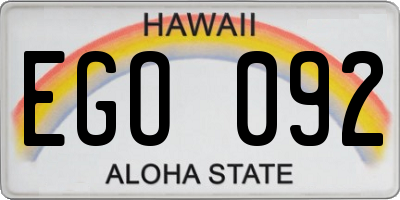 HI license plate EGO092