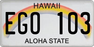 HI license plate EGO103
