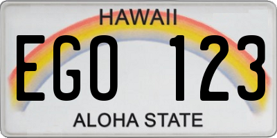 HI license plate EGO123