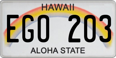 HI license plate EGO203