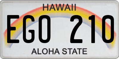 HI license plate EGO210