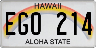 HI license plate EGO214