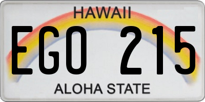 HI license plate EGO215