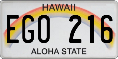 HI license plate EGO216