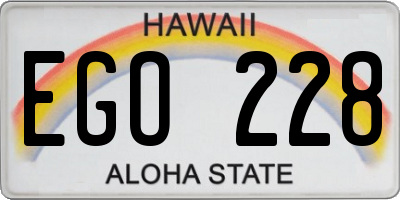 HI license plate EGO228