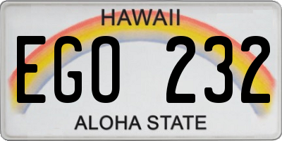 HI license plate EGO232