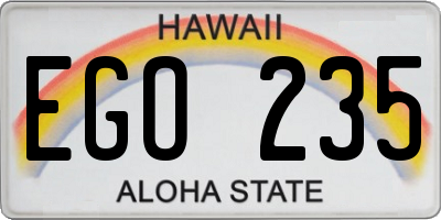 HI license plate EGO235