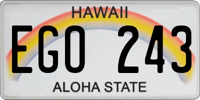 HI license plate EGO243