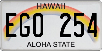HI license plate EGO254