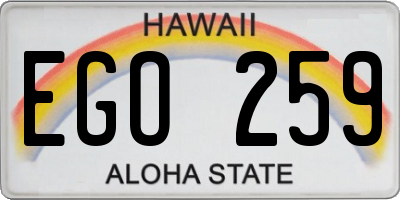 HI license plate EGO259