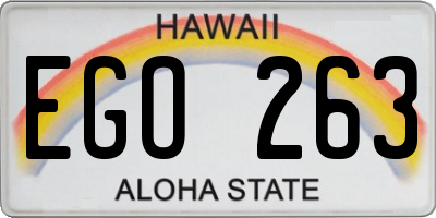 HI license plate EGO263