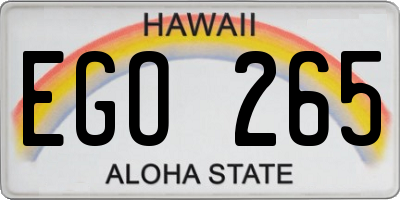 HI license plate EGO265