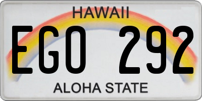 HI license plate EGO292