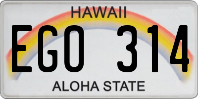 HI license plate EGO314