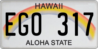 HI license plate EGO317