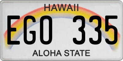 HI license plate EGO335