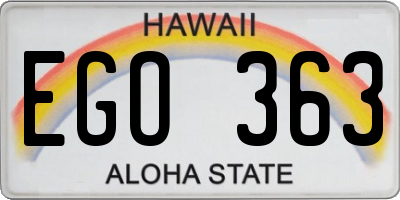 HI license plate EGO363
