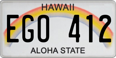 HI license plate EGO412