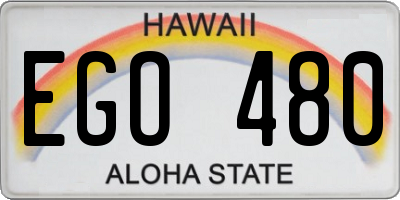 HI license plate EGO480