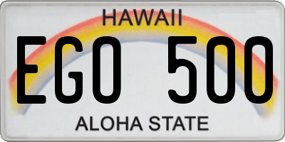 HI license plate EGO500