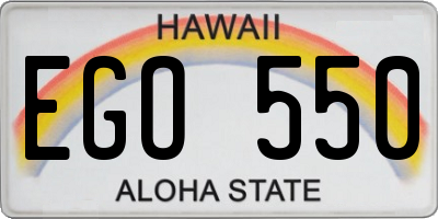 HI license plate EGO550