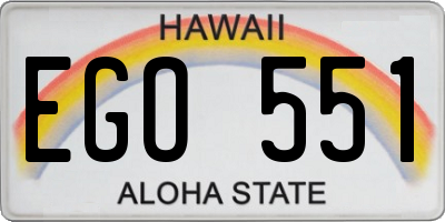 HI license plate EGO551