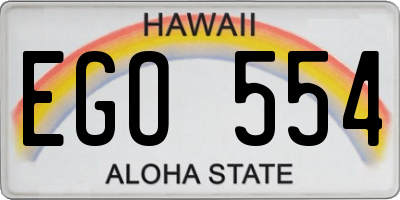 HI license plate EGO554