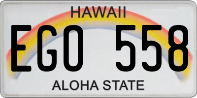 HI license plate EGO558
